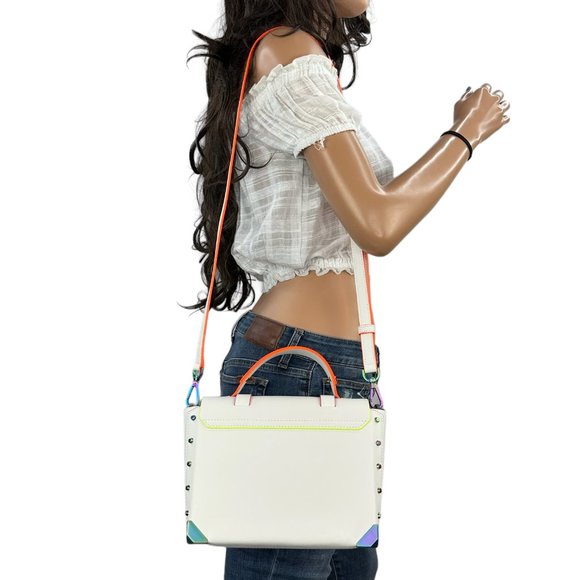 Michael Kors Manhattan Medium Top Handle Shoulder Crossbody Bag Optic White - Picture 3 of 14